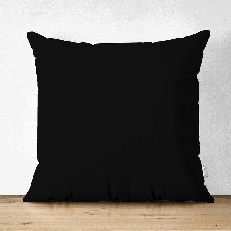 Süet Kumaştan Çift Taraflı Siyah Yastık Kırlent Kılıfı 43x43cm