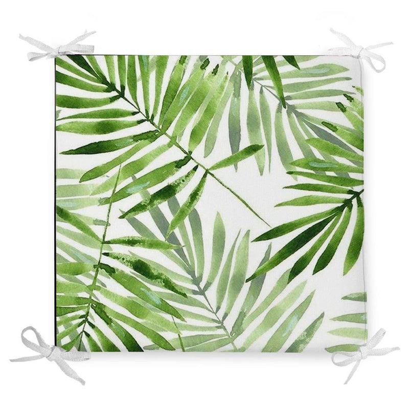 Suluboya İnce Yapraklar Modern Tasarımlı Dekoratif Fermuarlı Sandalye Minderi Bonvagon