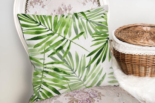 Suluboya İnce Yapraklar Modern Tasarımlı Dekoratif Yastık Kırlent Kılıfı 43x43cm Bonvagon