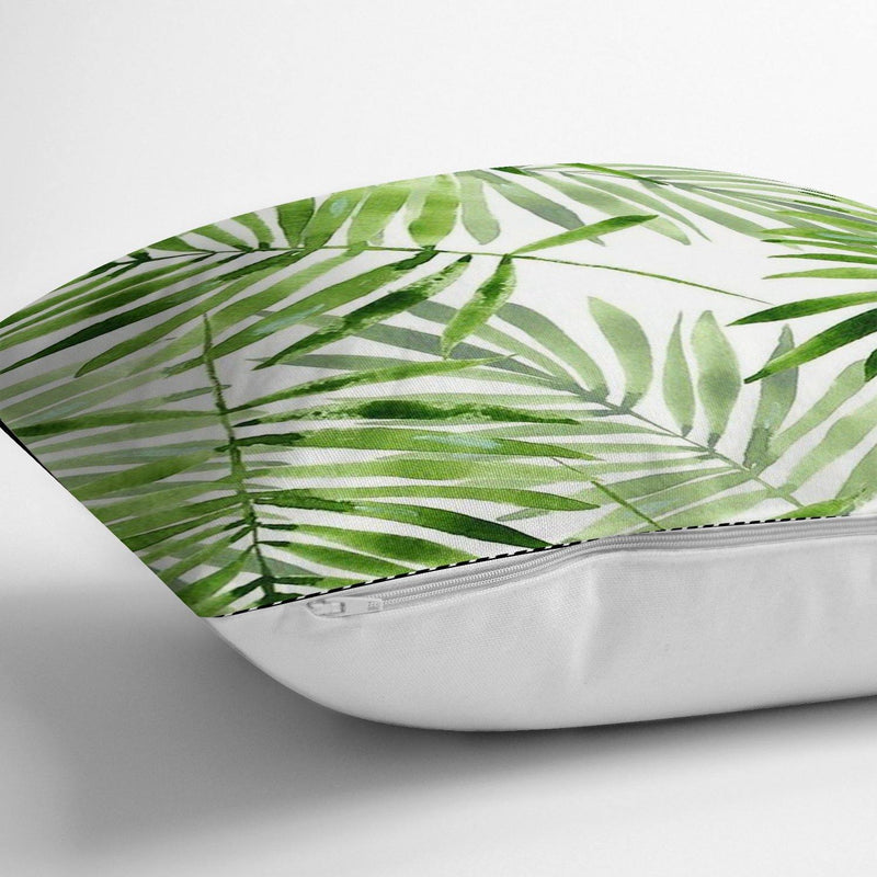 Suluboya İnce Yapraklar Modern Tasarımlı Dekoratif Yastık Kırlent Kılıfı 43x43cm Bonvagon