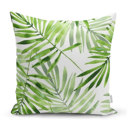 Suluboya İnce Yapraklar Modern Tasarımlı Dekoratif Yastık Kırlent Kılıfı 43x43cm Bonvagon