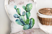 Suluboya Kaktüs Çizimli Modern Tasarım 3D Yastık Kırlent Kılıfı 43x43cm Bonvagon
