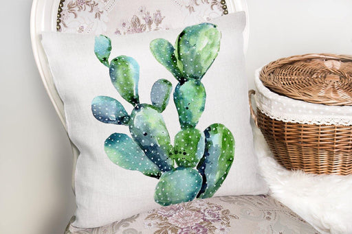 Suluboya Kaktüs Çizimli Modern Tasarım 3D Yastık Kırlent Kılıfı 43x43cm Bonvagon