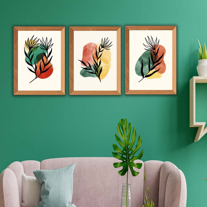 Suluboya Tarzında Ahşap Çerçeve Görünümlü (Uv) Baskı Ahşap Tablo Seti Bonvagon