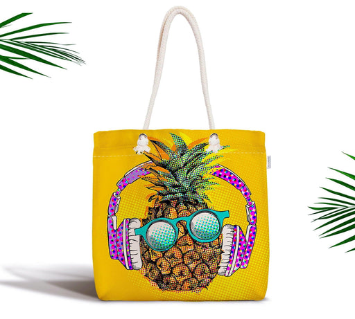 Summer Ananas Tasarımlı Fermuarlı Modern Kumaş Çanta Bonvagon