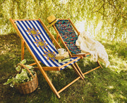 Sunny Stripe Katlanabilir Şezlong Katlanır Ahşap Lounge Chair