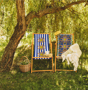 Sunny Stripe Katlanabilir Şezlong Katlanır Ahşap Lounge Chair
