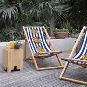 Sunny Stripe Katlanabilir Şezlong Katlanır Ahşap Lounge Chair