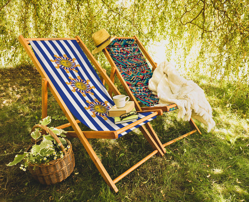 Sunny Stripe Katlanabilir Şezlong Katlanır Ahşap Lounge Chair Bonvagon