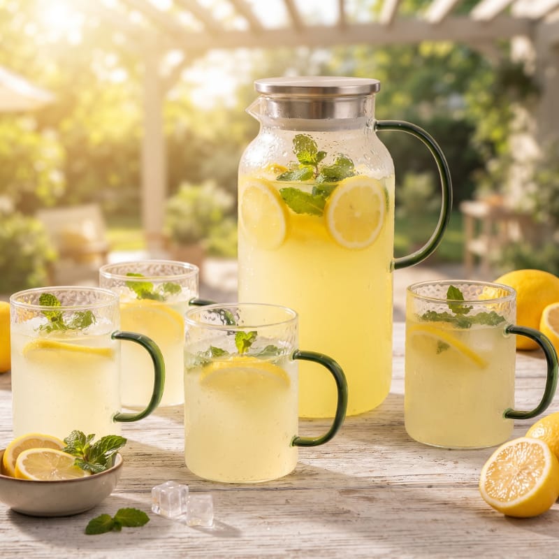 Cam 5 Parça Bardaklı Sürahi Seti - 1800 ml