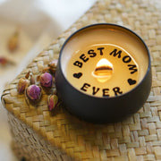 Sürpriz Mesajlı El Yapımı Mum "Best Mom Ever" Lavanta Kokulu