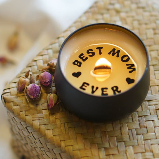 Sürpriz Mesajlı El Yapımı Mum "Best Mom Ever" Lavanta Kokulu