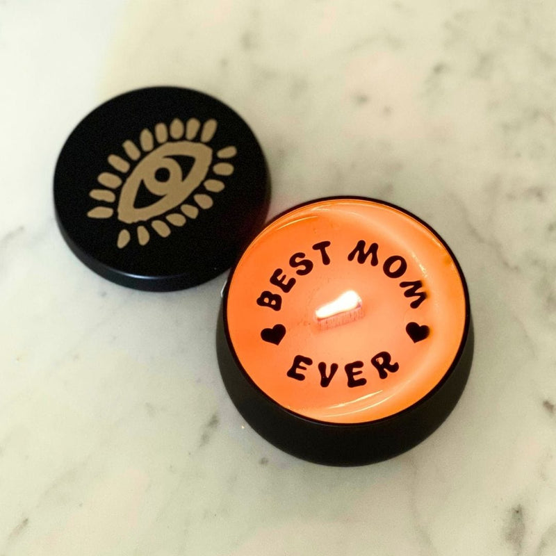 Sürpriz Mesajlı El Yapımı Mum "Best Mom Ever" Lavanta Kokulu