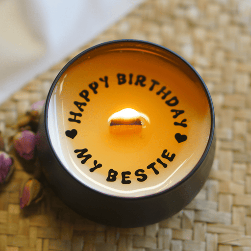Sürpriz Mesajlı El Yapımı Mum "Happy Birthday my Bestie" Lavanta Kokulu