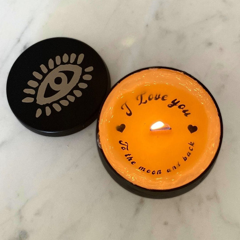 Sürpriz Mesajlı El Yapımı Mum "I Love You To the Moon and Back" Lavanta Kokulu Bonvagon