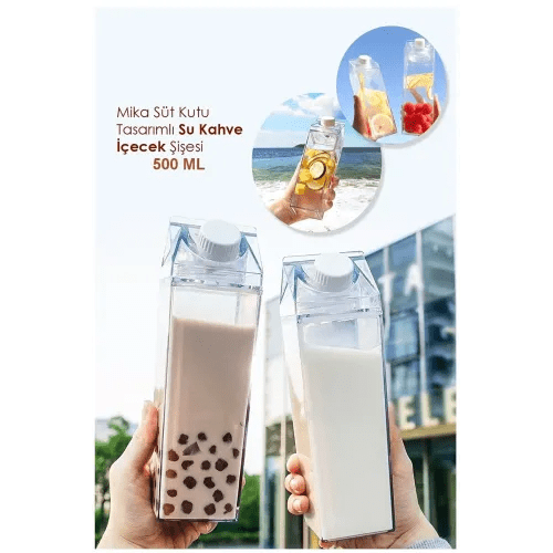 Süt Kutusu Tasarımlı İçecek Şişesi Bonvagon