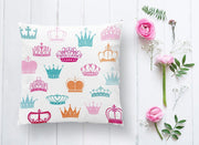 Taç Motifli Renkli Dijital Baskılı Yastık Kırlent Kılıfı 43x43cm Bonvagon