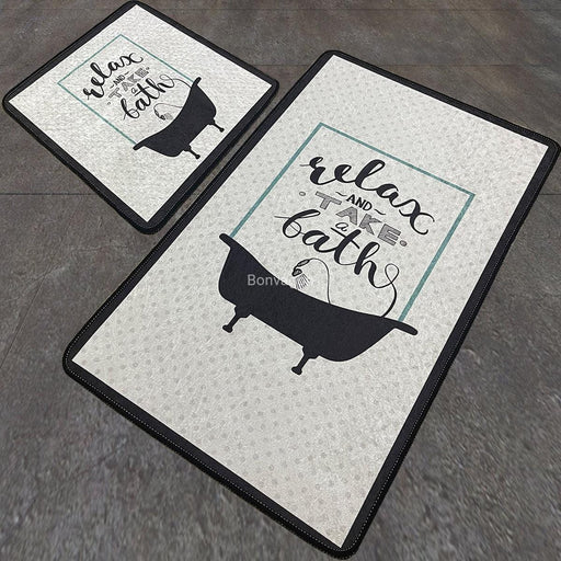 Take A Bath 2li Set Dijital Banyo Halısı, Kaymaz Taban, Yıkanabilir Bonvagon