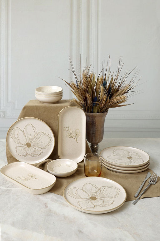 Taupe Bloom Kahvaltı Takımı 6 Kişilik - 12 Parça Bonvagon