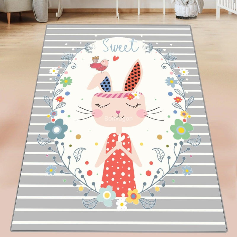 Tavşan Tsuro Dijital Baskılı Çocuk Halısı, Kaymaz Taban, Yıkanabilir Bonvagon