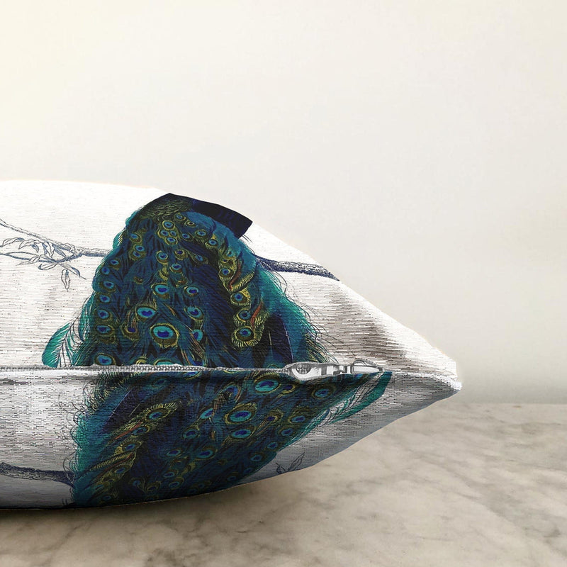 Tavuskuşu Motifli Dijital Baskılı Dekoratif Yastık Kırlent Kılıfı Bonvagon