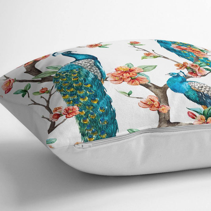 Tavuz Kuşu Baskılı Dijital Yastık Kırlent Kılıfı 43x43cm Bonvagon