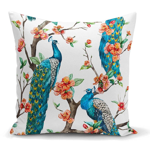 Tavuz Kuşu Baskılı Dijital Yastık Kırlent Kılıfı 43x43cm Bonvagon