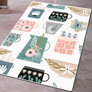 Teapots Dijital Baskılı Mutfak Halısı, Kaymaz Taban, Yıkanabilir Bonvagon