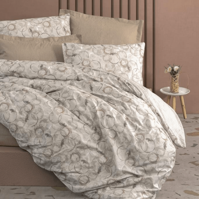 Tek Kişilik Minimal Nevresim Takımı Moil Bej Lastikli Çarşaf Bonvagon