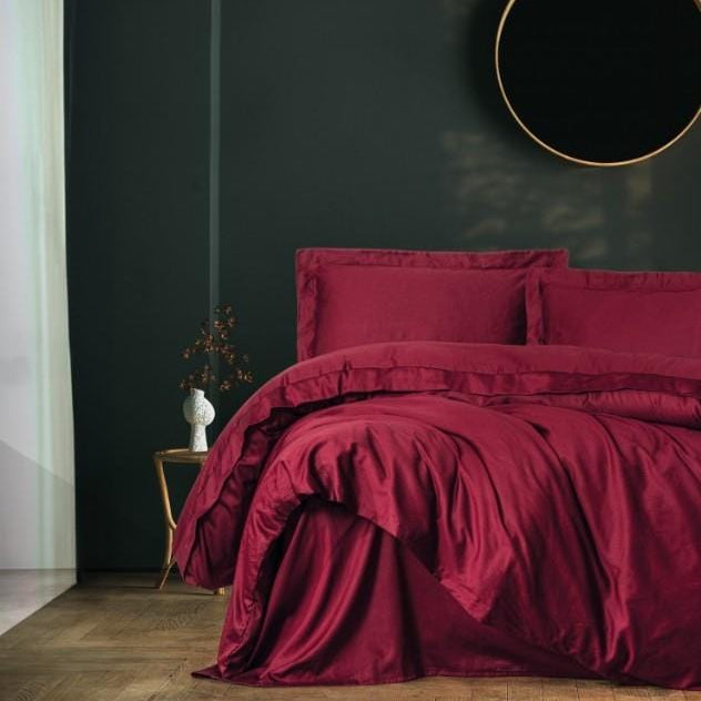 Tek Kişilik Saten Nevresim Takımı Elegante Bordo Bonvagon