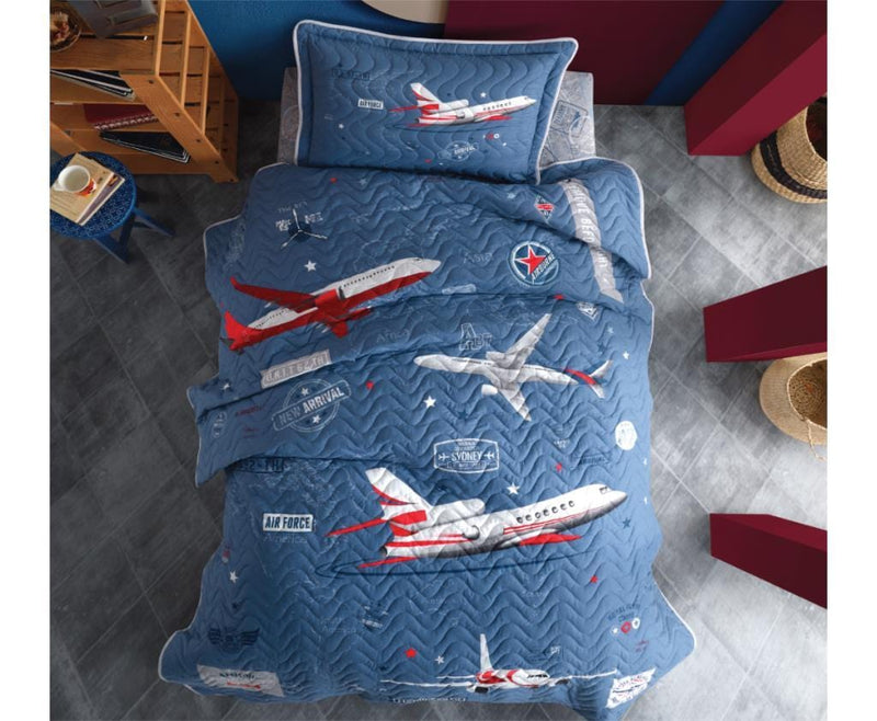 Tek Kişilik Yatak örtüsü Arrival Mavi Bonvagon