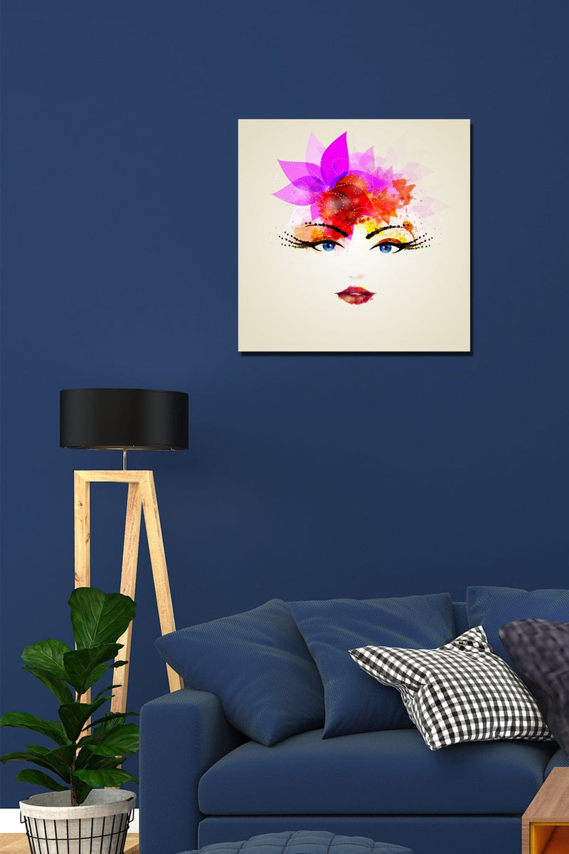 Tek Parça Renkli Kadın Portre Tablosu Bonvagon