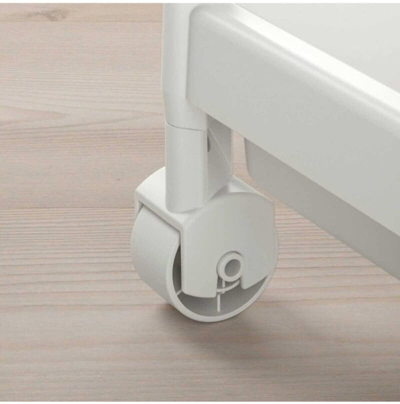 Tekerlekli Dikdörtgen 3 Katlı Raf Ünitesi Beyaz Bonvagon