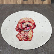 Terrier Dijital Baskılı Yuvarlak Banyo Halısı, Kaymaz Taban, Yıkanabilir Bonvagon