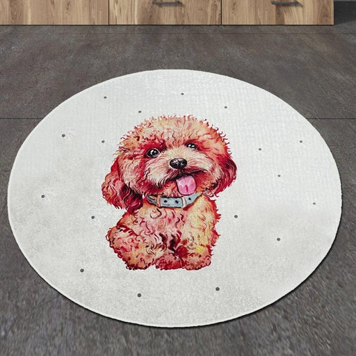 Terrier Dijital Baskılı Yuvarlak Banyo Halısı, Kaymaz Taban, Yıkanabilir Bonvagon