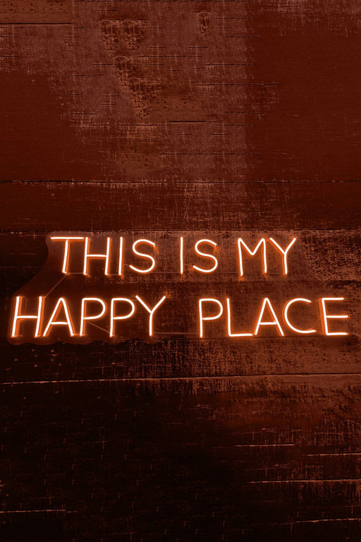 This Is My Happy Place Yazılı Neon Led Işıklı Tablo Duvar Dekorasyon Bonvagon