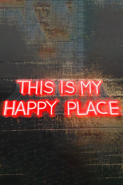 This Is My Happy Place Yazılı Neon Led Işıklı Tablo Duvar Dekorasyon Bonvagon