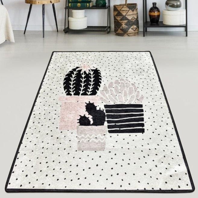 Three Cactus Dijital Baskılı Halı, Kaymaz Taban, Yıkanabilir Bonvagon