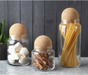 Top Mantar Kapaklı 3'lü Cam Kavanoz ve Baharatlık Seti Cam Saklama Kabı Bonvagon