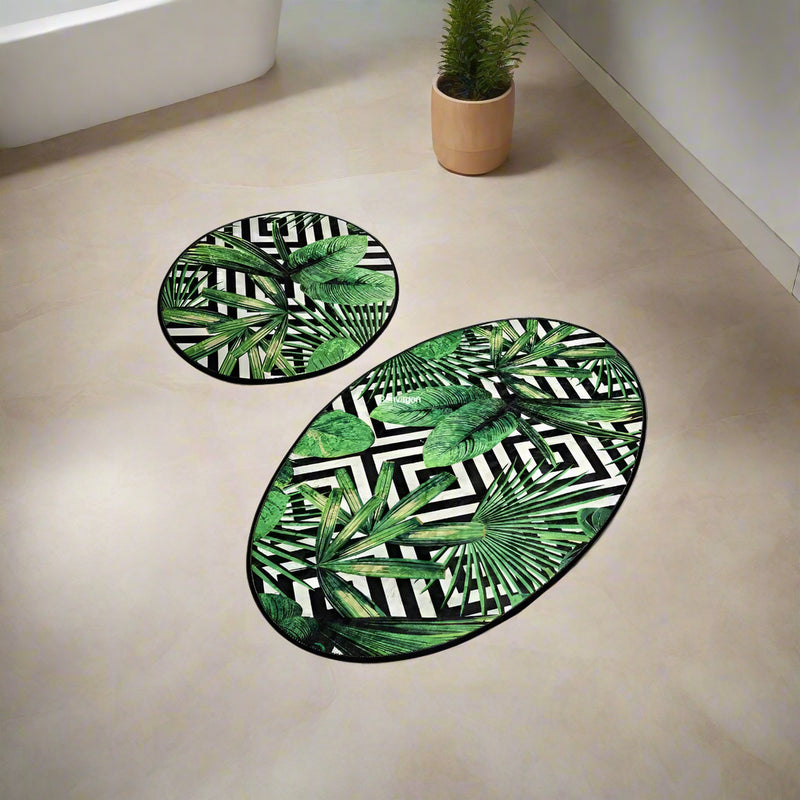 Tropic 2'li Set Dijital Baskılı Banyo Halısı, Kaymaz Taban, Yıkanabilir Bonvagon