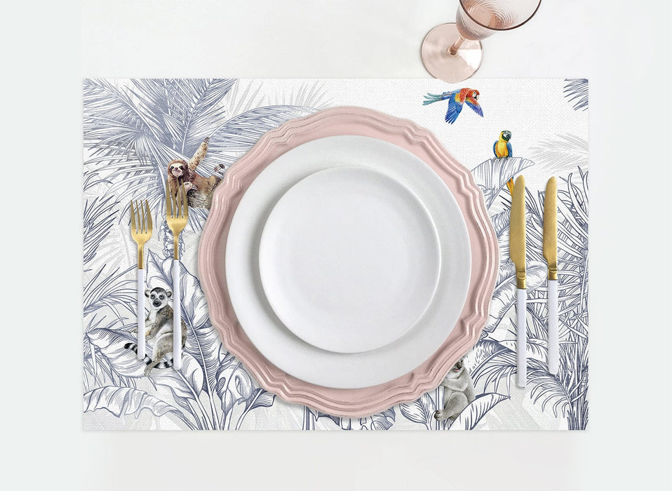 Tropic Animals 4'lü İnce Keten Kumaş Amerikan Servisi 50x35cm Bonvagon