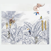 Tropic Animals 4lü İnce Keten Kumaş Amerikan Servisi 50x35cm