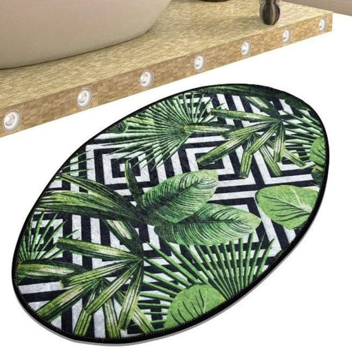 Tropic Oval 60x90cm Dijital Baskılı Halı, Kaymaz Taban, Yıkanabilir Bonvagon