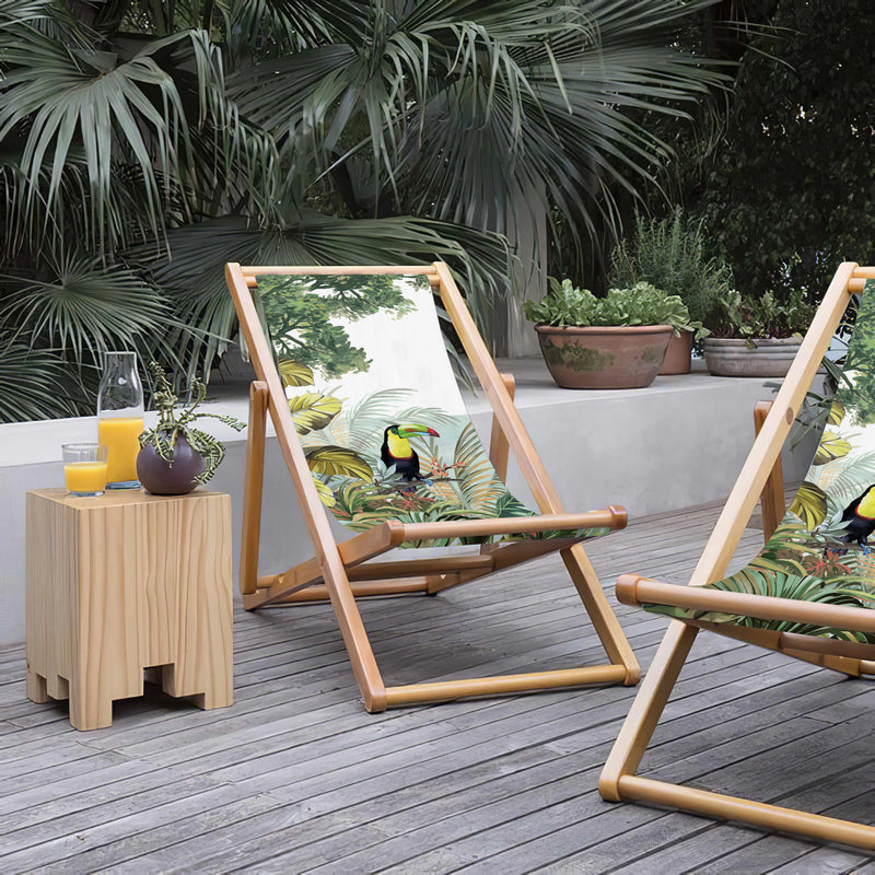 Tucan Katlanabilir Şezlong Katlanır Ahşap Lounge Chair