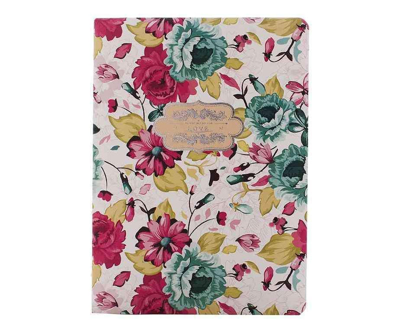 Turkuaz Pembe Çiçekli Defter Bonvagon