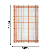 Turuncu 3lü Kareli Set Kurulama Bezi Pamuklu Mutfak Havlusu Çok Amaçlı Örtü 50x70cm Bonvagon