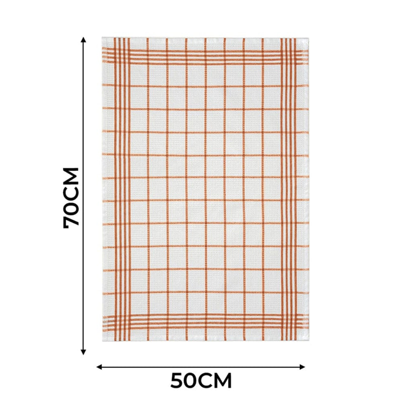 Turuncu 3lü Kareli Set Kurulama Bezi Pamuklu Mutfak Havlusu Çok Amaçlı Örtü 50x70cm Bonvagon