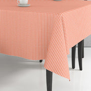 Turuncu Beyaz Pöti Kareli Masa Örtüsü %100 Pamuk 170x170cm Bonvagon