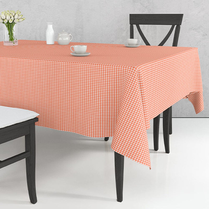 Turuncu Beyaz Pöti Kareli Masa Örtüsü %100 Pamuk 170x170cm Bonvagon
