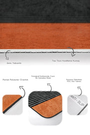 Turuncu Çizgili Kedi Motifli 2li Banyo Halısı Takımı Kaymaz Taban Yıkanabilir Bonvagon